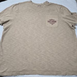 Harley-Davidson Bar & Shield 3D Pocket Tee Mens Sz 4XL Heathered Tan Brown